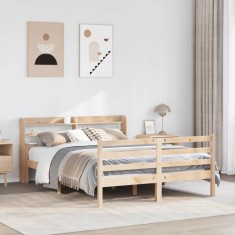 vidaXL Cadru de pat cu tăblie, 140x190 cm, lemn masiv pin 3306676