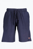 Pantaloni scurti barbati cu talie elastica si imprimeu cu logo bleumarin, XL