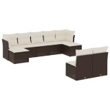 Cumpara ieftin Set canapele de gradina cu perne, 9 piese, maro, poliratan