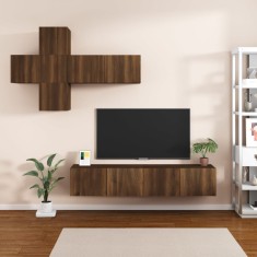 vidaXL Set comode TV, 7 piese, stejar maro, lemn compozit foto