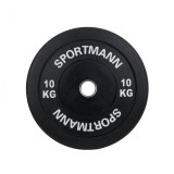 Greutate Cauciuc Bumper Plate SPORTMANN - 10 kg / 51 mm - Negru FitLine Training