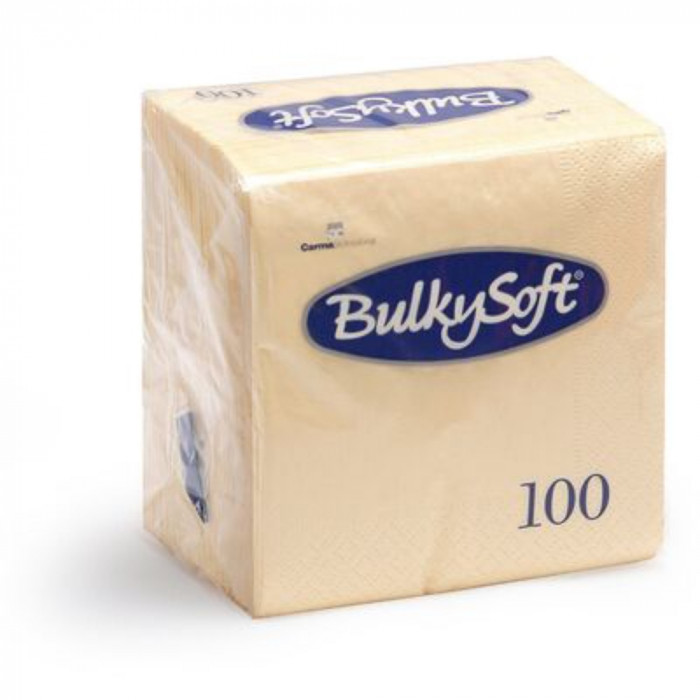 Servetele de Masa Bulkysoft, 100 Buc/Set, 33x33 cm, 2 Straturi, Crem, Servetele Crem Bulkysoft, Servetele de Masa 2 Straturi Bulkysoft, Accesorii de M