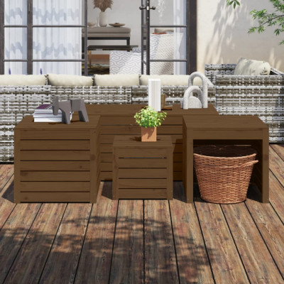 vidaXL Set cutii de grădină, 4 piese, maro miere, lemn masiv de pin foto