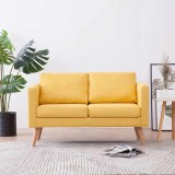 VidaXL Canapea cu 2 locuri, galben, material textil
