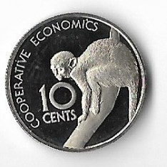 Moneda 10 cents 1976 - Guyana, PROOF, tiraj: 28000 foto