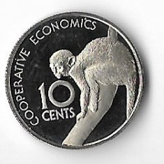 Moneda 10 cents 1976 - Guyana, PROOF, tiraj: 28000, 35,5 mm