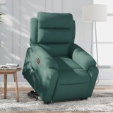 VidaXL Fotoliu electric rabatabil cu ridicare, verde &icirc;nchis, textil