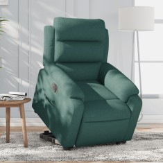 vidaXL Fotoliu electric rabatabil cu ridicare, verde &icirc;nchis, textil