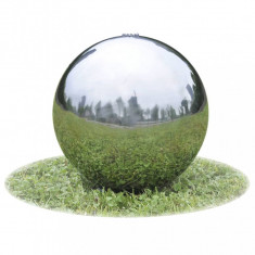 vidaXL Fântână sferică de grădină cu LED-uri, 40 cm, oțel inoxidabil