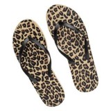 Slapi de plaja cu model animal print si curea neagra pentru femei, CMCLASS