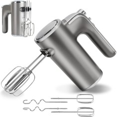 Mixer de Mana Adela, 400W, 5 viteze, Functie Turbo, Teluri si Carlige, Otel Inoxidabil Ultraliger, Silver Grey