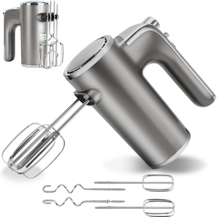 Mixer de Mana Adela, 400W, 5 viteze, Functie Turbo, Teluri si Carlige, Otel Inoxidabil Ultraliger, Silver Grey