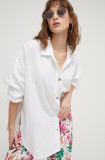 Roxy cămașă din bumbac Morning Time femei, culoarea alb, cu guler clasic, relaxed ERJWT03613