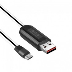 HOCO USB la micro-USB Cablu de incarcare cu afisaj LED si Timer Culoare Alb foto
