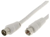 Cablu Coaxial Alb 5m F-Mufă 9.5mm Dublu Ecranat