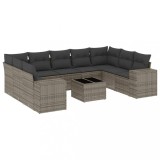 Cumpara ieftin Set mobilier de gradina cu perne, 10 piese, gri, poliratan