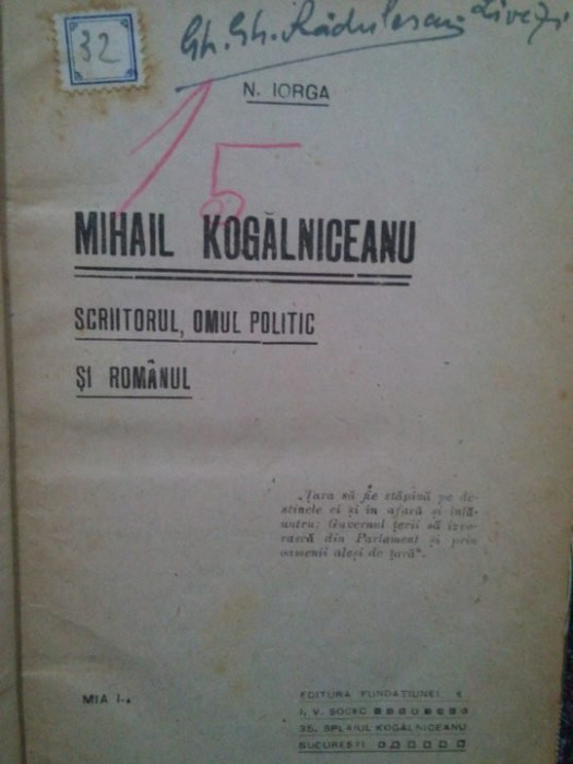 N. Iorga - Mihail Kogalniceanu