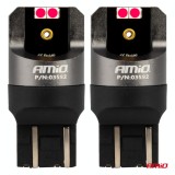 Set bec LED 7443 W21/5W rosu CANBUS Pro 12/24V cu 4x3030 SMD