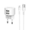 Incarcator Priza Telefon 2xUSB 2.4A + Cablu Date Lightning Borofone