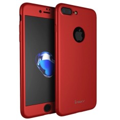 Husa Full Cover 360&deg; (fata + spate + geam sticla) IPAKY pentru Apple iPhone 7 Plus, rosu