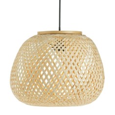 Lustra cu Abajur din Bambus Impletita 35x35x26cm