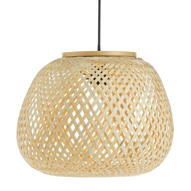 Lustra cu Abajur din Bambus Impletita 35x35x26cm