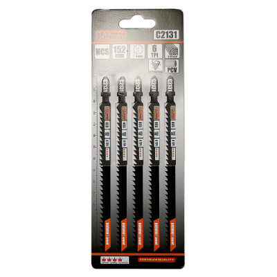 Panza, lama, fierastrau pendular, pentru lemn, HCS, prindere tip T, taiere rapida, 6 TPI, set 5 buc, 152 mm, Richmann foto