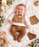 Costumas bebelusi 5 piese, camasa, pantaloni si papion, bumbac 100% (Marime