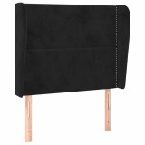 Cumpara ieftin Tablie de pat cu aripioare, negru, 93x23x118/128 cm, catifea