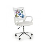 Scaun birou copii HM Ibis Butterfly, Ergonomic, Cadru Metal, Stofa/Piele ecologica, Inaltime ajustabila, 100 Kg, Multicolor