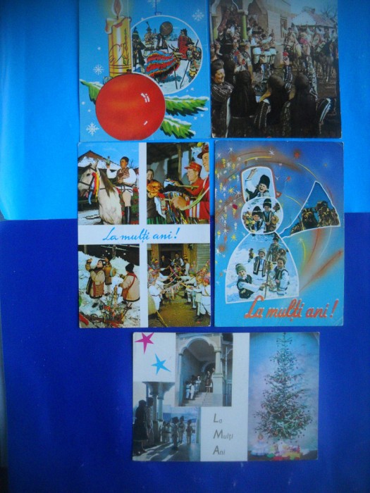HOPCT LOT NR 1124 -IP-CRACIUN-COLINDATORI-COSTUM-5 CARTI POSTALE-CIRCULATE