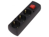 Conector Alimentare AC Mamă Splitter 2P PE 250VAC 16A Negru