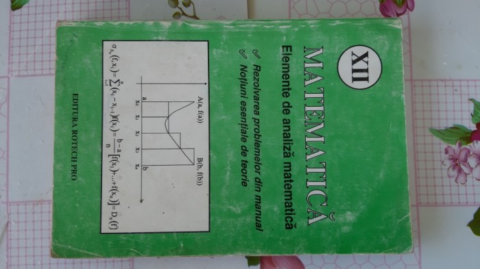 MATEMATICA CLASA A XII A ELEMENTE DE ANALIZA MATEMATICA