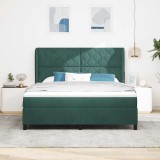 vidaXL Pat cu arcuri cu saltea Verde &icirc;nchis 180 x 200 cm Catifea 3340997