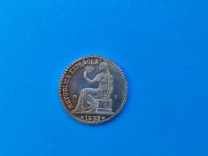 1 Peseta 1933 Spania -Moneda Argint emisa de banca Spaniei-Arg.800- 5,4 gr.-RAR foto