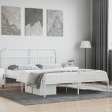 Gossi cadru de pat metalic cu tablie, alb, 183x213 cm