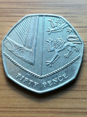 Moneda Anglia Fifty Pence 2014 foto