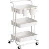 SONGMICS Carucior de depozitare pe roti, pentru bucatarie sau baie, cu 3 nivele, 42x34x86 cm, alb Household NewTrend