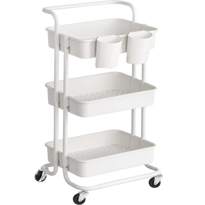 SONGMICS Carucior de depozitare pe roti, pentru bucatarie sau baie, cu 3 nivele, 42x34x86 cm, alb Household NewTrend foto