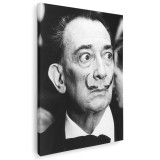 Tablou portret pictor Salvador Dali, alb, negru 1389 Tablou canvas pe panza CU RAMA 20x30 cm