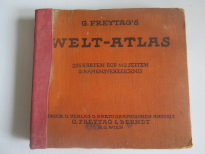 Rar!Atlas mondial(Romania Mare) austriac/Welt-Atlas G.Freytag &amp;amp; Berndt-Wien 1929 foto