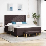 Cumpara ieftin Pat cu arcuri cu saltea Maro &icirc;nchis 180 x 200 cm țesătură