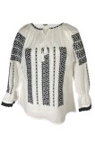 Bluza tip ie traditionala, dama, ML09, marime L, alb/negru titan