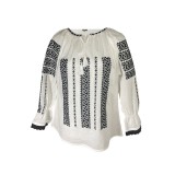 Bluza tip ie traditionala, dama, ML09, marime XL, alb/negru titan