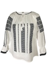 Bluza tip ie traditionala, dama, ML09, marime 5XL, alb/negru titan