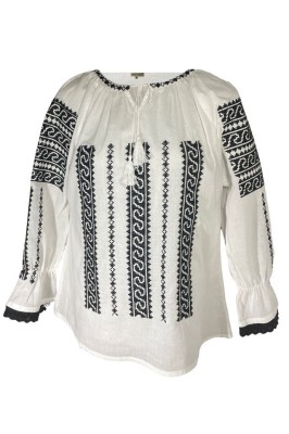 Bluza tip ie traditionala, dama, ML09, marime XL, alb/negru titan foto