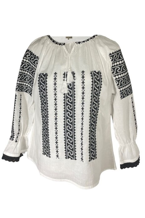 Bluza tip ie traditionala, dama, ML09, marime XL, alb/negru titan