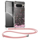 Husa Kwmobile pentru Google Pixel 8 Pro, Transparent/Roz, Silicon, 61866.02, Textil, Carcasa