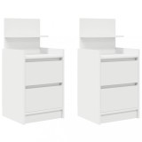 Cumpara ieftin Noptiere cu 2 sertare 2 buc Alb 38x34x80 cm