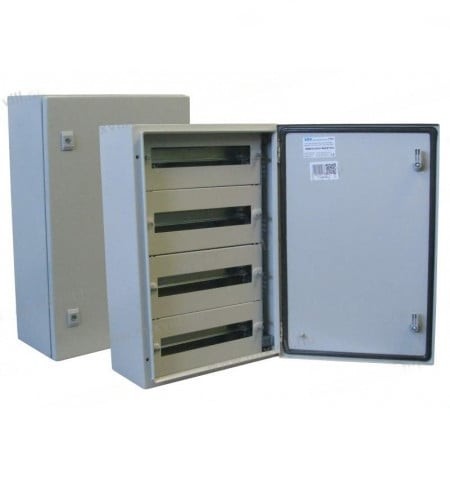 Tablou electric 600x400x200mm 60 module cofret dulap cabinet metalic modular 4 randuri x 15 module IP66 aparent cu plastroane sina DIN pentru montaj c